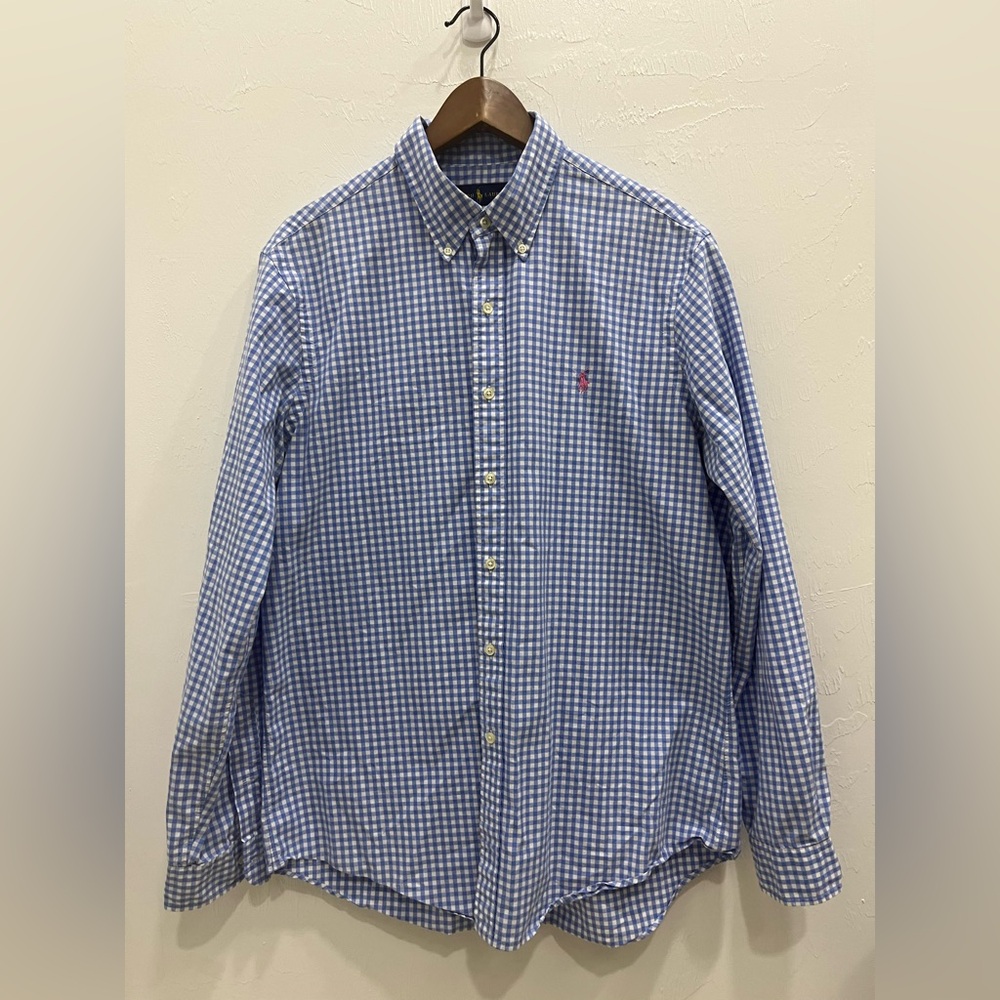Ralph Lauren Blue and White Plaid Checkered Shirt Size‎ L/G - Picture 8 of 8